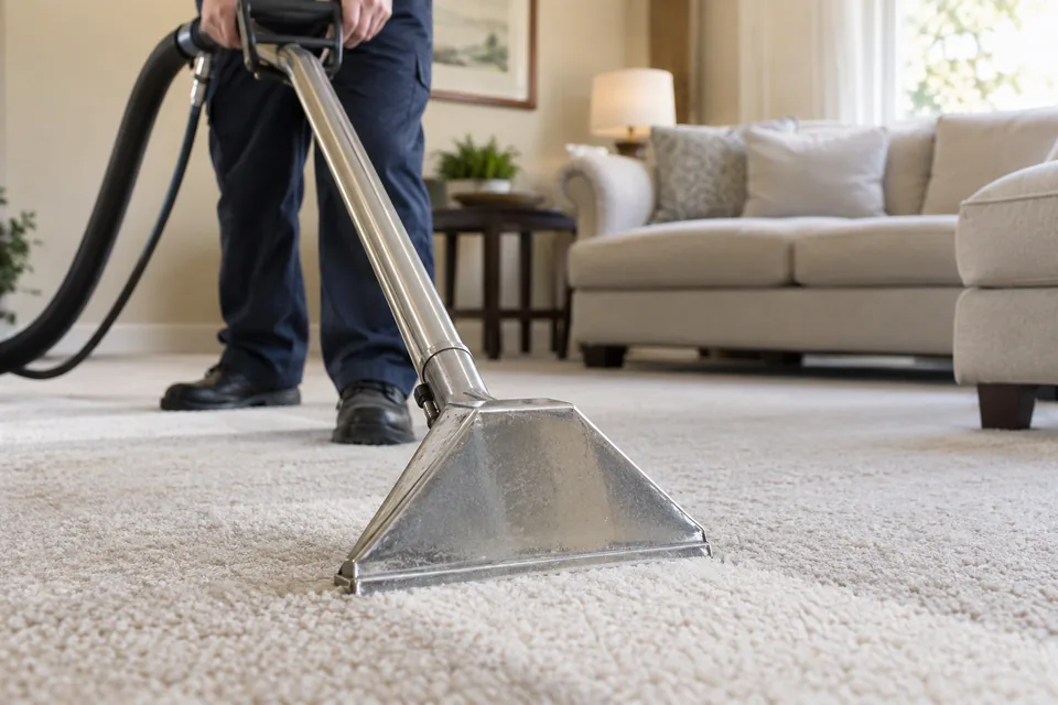 Illustrative close-up of professional carpet extraction equipment